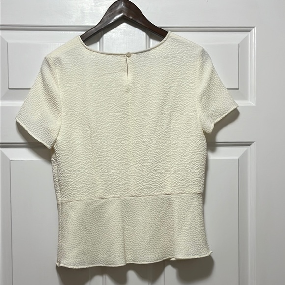 Talbots White Fitted Peplum Top with Crew Neck and Short Sleeves - Picture 8 of 10